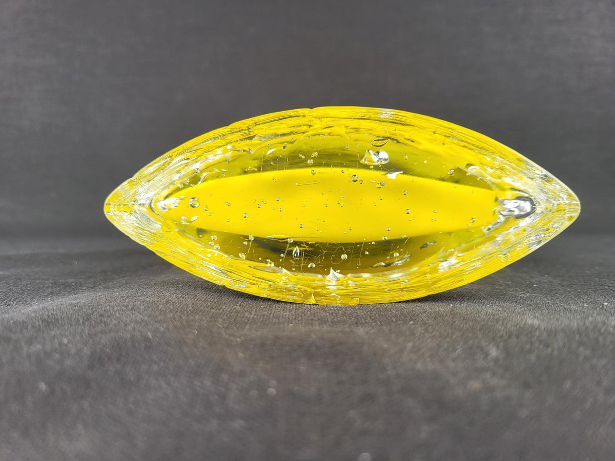 Vintage Petr Hora for HUT PRINC Yellow Art Glass Vase Signed Czech Bohemian Glass 1990s