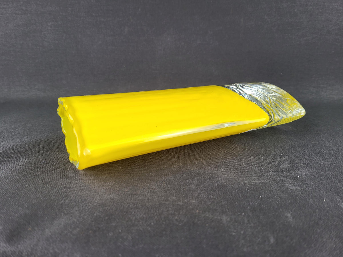 Vintage Petr Hora for HUT PRINC Yellow Art Glass Vase Signed Czech Bohemian Glass 1990s