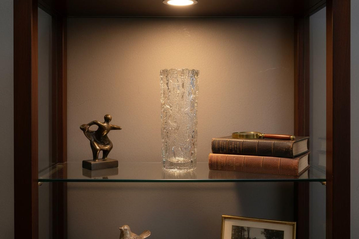 Vintage GEORGSHUTTE Glass Bark Vase with Arktis decor West Germany
