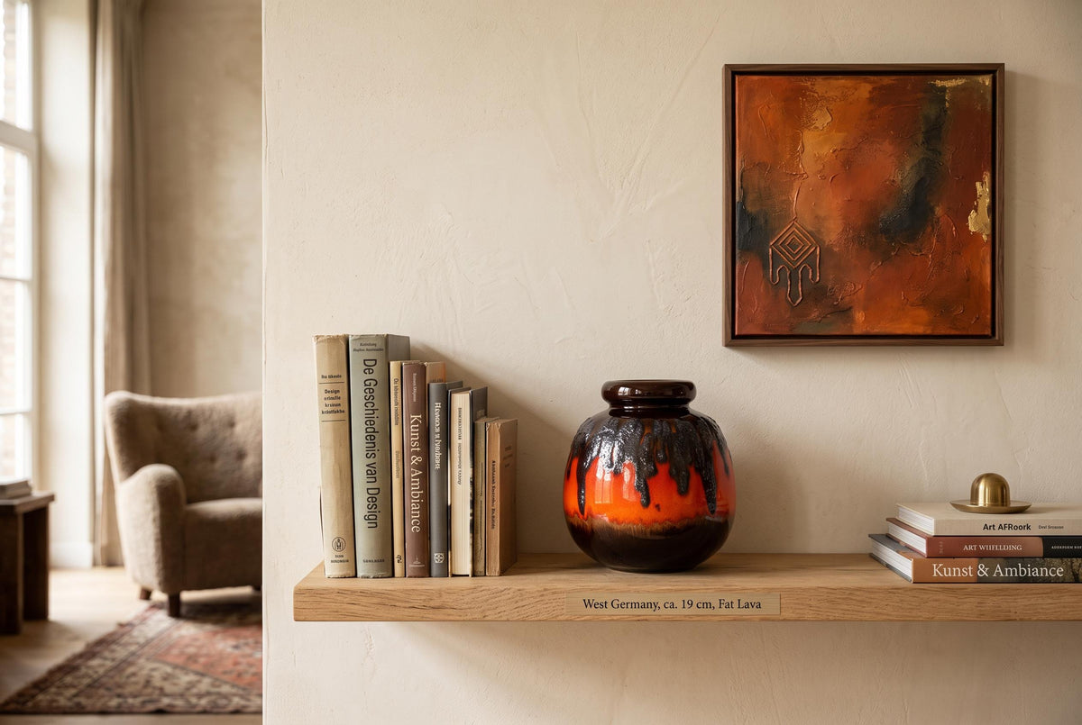 Reserved for B --- Vintage SCHEURICH KERAMIK Brown and Orange/ Red Fat Lava CERAMOS Vase 284 19 West Geman Pottery 1970s