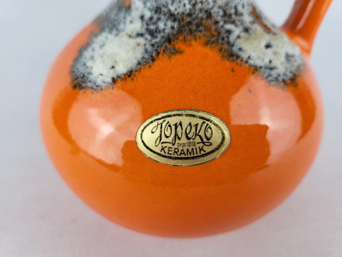 Vintage JOPEKO KERAMIK Orange Fat Lava Jug Vase West German Pottery 1970s