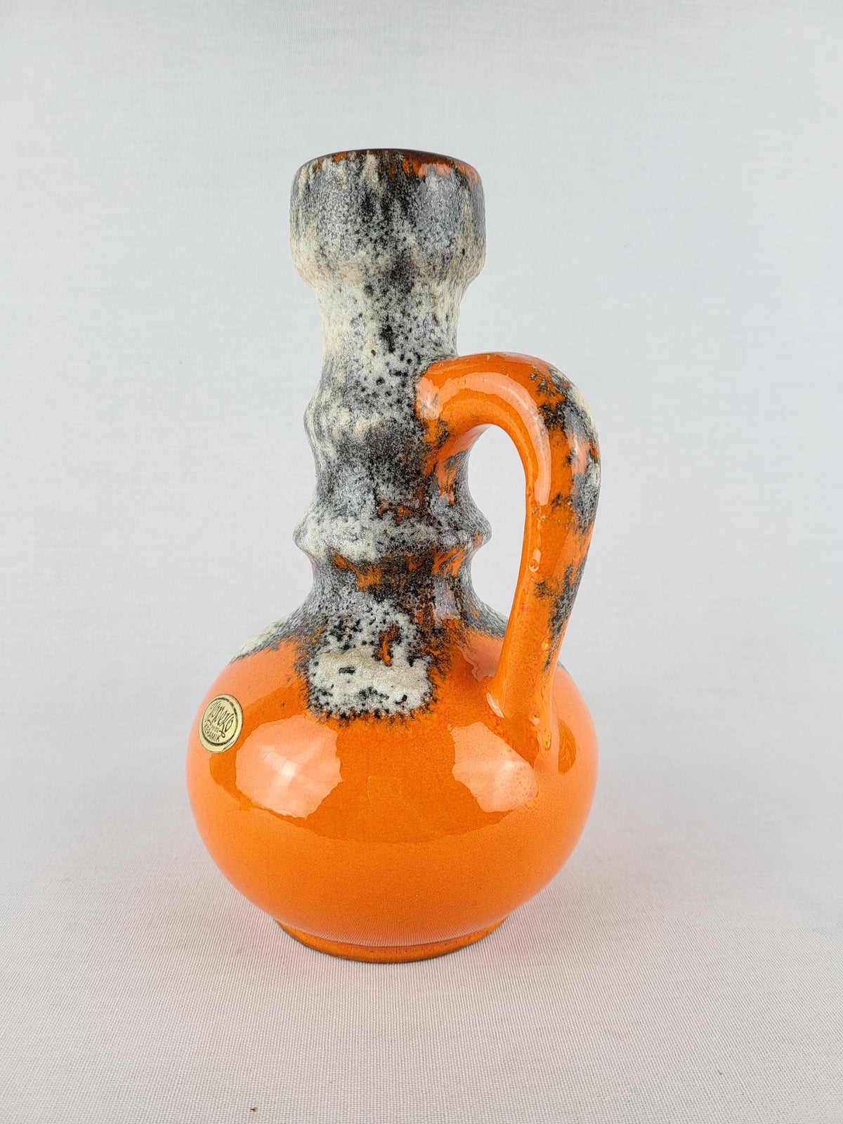 Vintage JOPEKO KERAMIK Orange Fat Lava Jug Vase West German Pottery 1970s