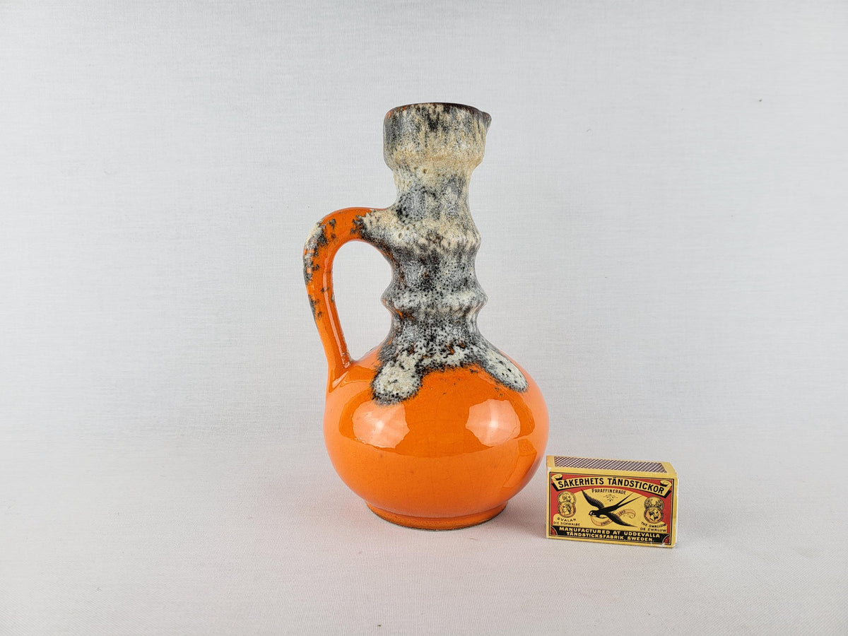 Vintage JOPEKO KERAMIK Orange Fat Lava Jug Vase West German Pottery 1970s
