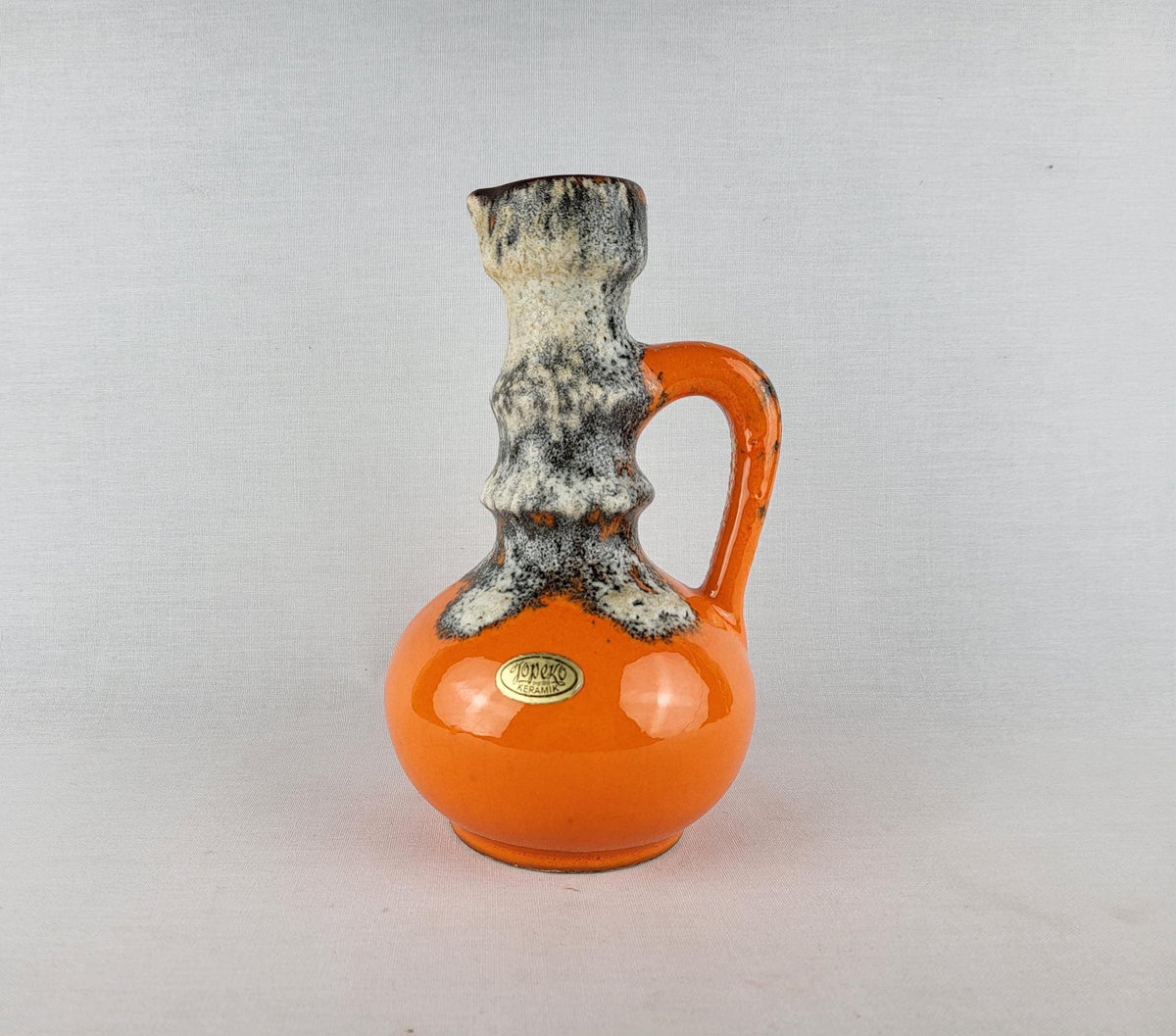 Vintage JOPEKO KERAMIK Orange Fat Lava Jug Vase West German Pottery 1970s