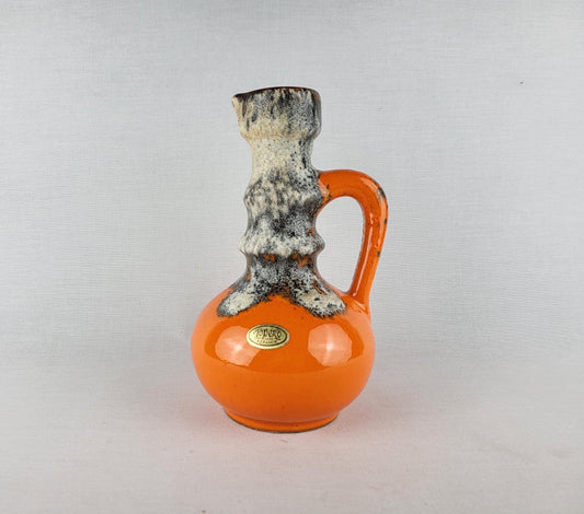 Vintage JOPEKO KERAMIK Orange Fat Lava Jug Vase West German Pottery 1970s