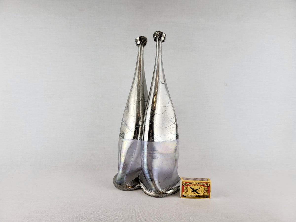 Vintage HEINER DUSTERHAUS Signed Doppel-Kobra Twin Vase for Vera Walther German Art Glass 1980s