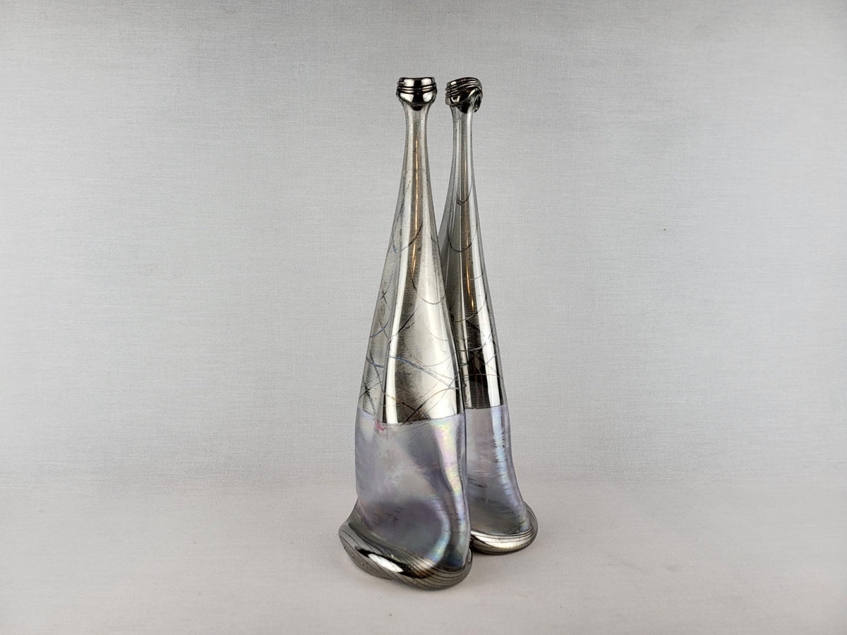 Vintage HEINER DUSTERHAUS Signed Doppel-Kobra Twin Vase for Vera Walther German Art Glass 1980s