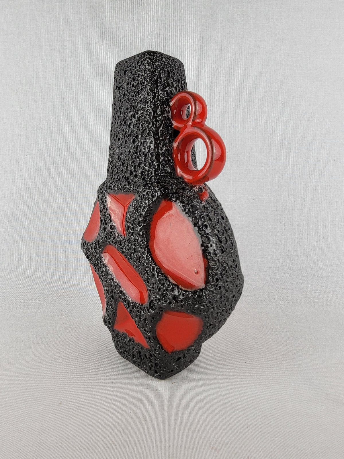Vintage ROTH KERAMIK Red Fat Lava Vase Banjo 313 West German Pottery 1970s