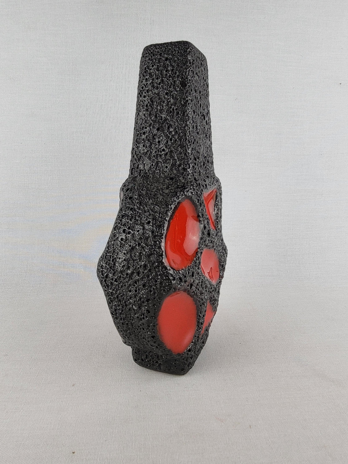 Vintage ROTH KERAMIK Red Fat Lava Vase Banjo 313 West German Pottery 1970s