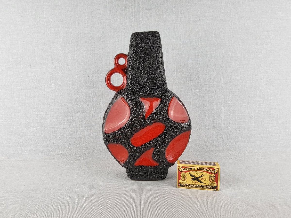 Vintage ROTH KERAMIK Red Fat Lava Vase Banjo 313 West German Pottery 1970s