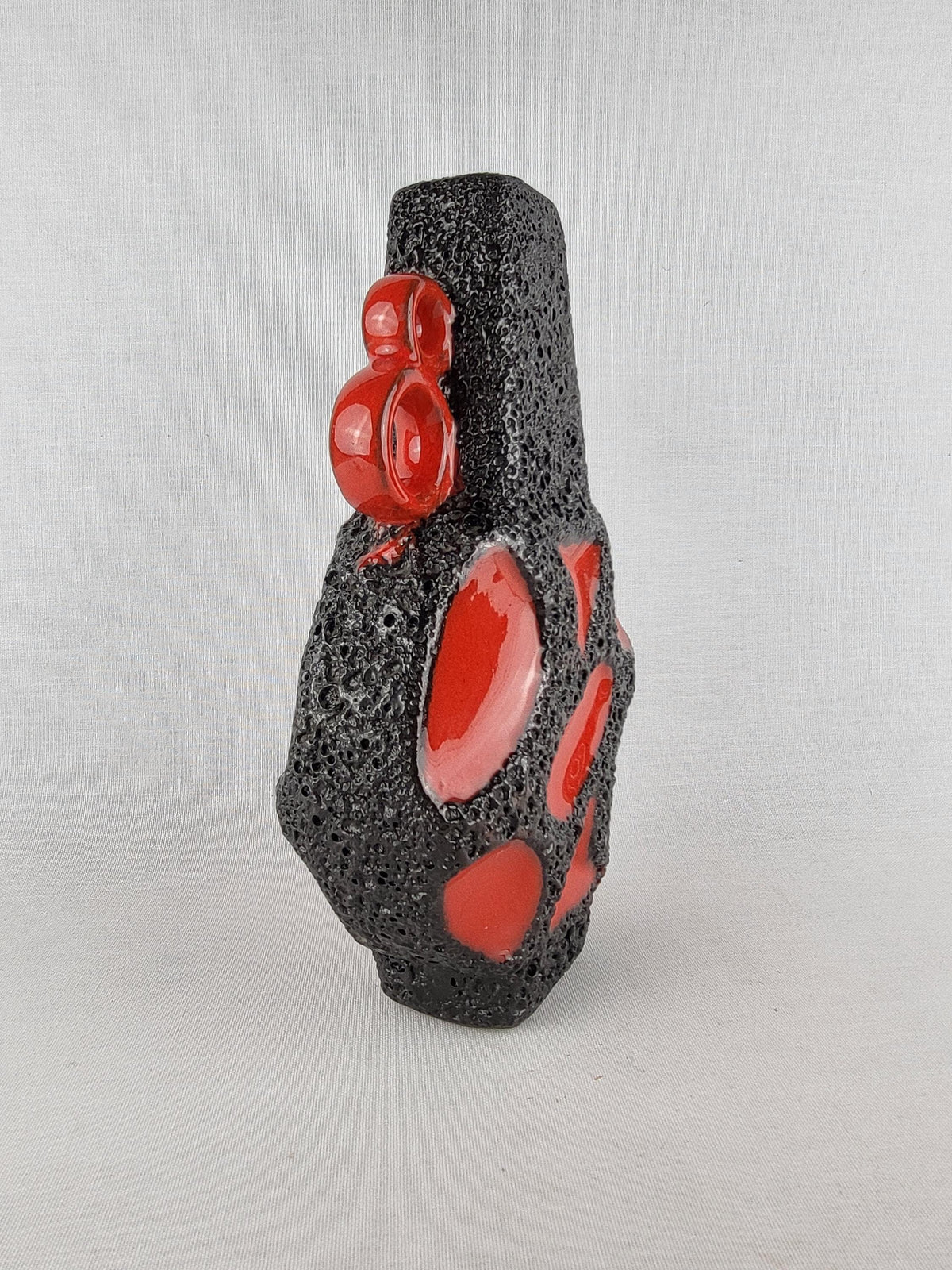 Vintage ROTH KERAMIK Red Fat Lava Vase Banjo 313 West German Pottery 1970s