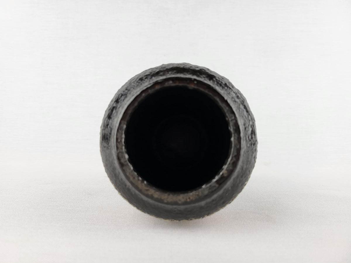 Vintage SCHEURICH KERAMIK Black, Green and Ocher Fat Lava Vase 238/14 West German Pottery 1970s