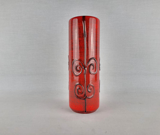 Vintage ILKRA EDEL KERAMIK Red and Black Vase West German Pottery 1960s 1970s