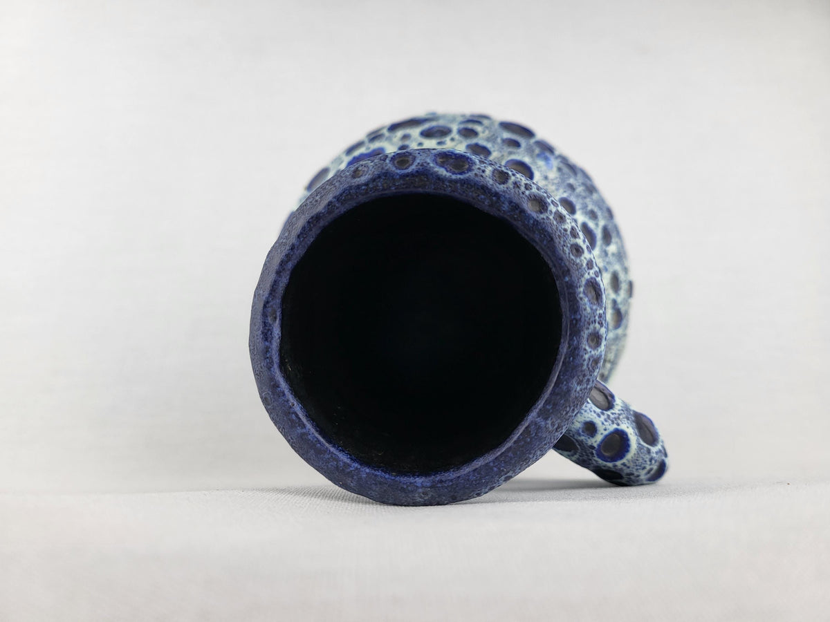 Vintage KREUTZ KERAMIK Blue White Fat Lava Jug Vase West German Pottery 1960s 1970s
