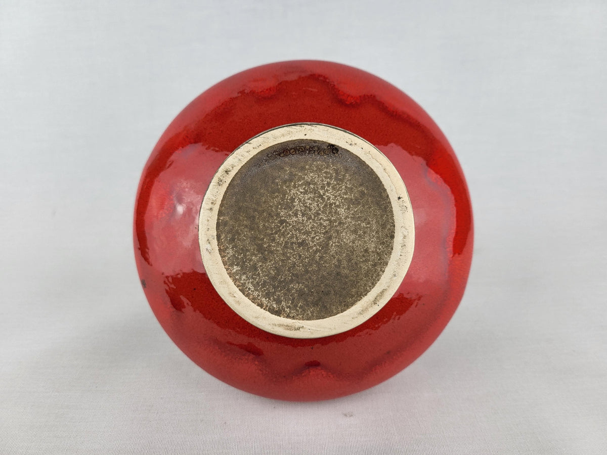Vintage STEIN KERAMIK Red and White Fat Lava Vase West German Pottery 1970s