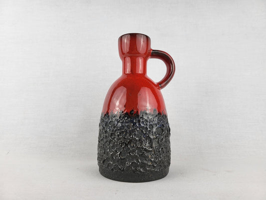 Vintage JOPEKO KERAMIK Red and Black Fat Lava Vase 908 18 West German Pottery 1970s