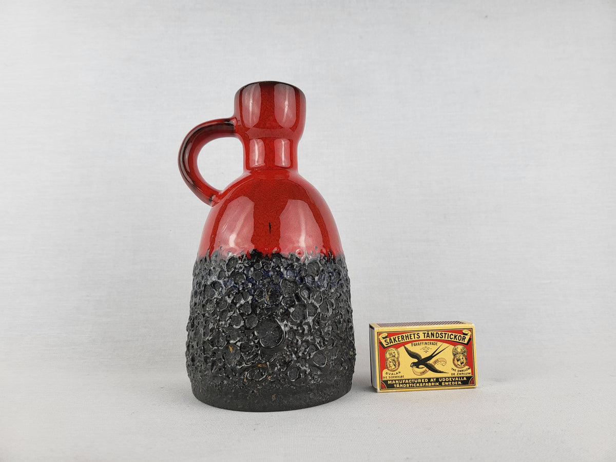 Vintage JOPEKO KERAMIK Red and Black Fat Lava Vase 908 18 West German Pottery 1970s