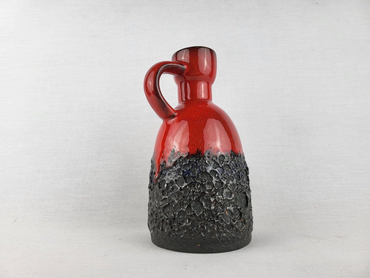 Vintage JOPEKO KERAMIK Red and Black Fat Lava Vase 908 18 West German Pottery 1970s