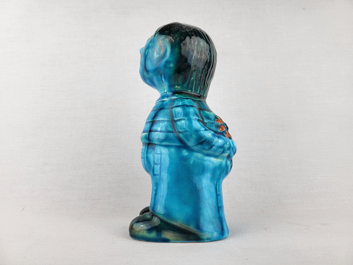 Vintage JEMA HOLLAND Blue Green Money Box Figurine 559 Dutch Pottery 1960s 1970s