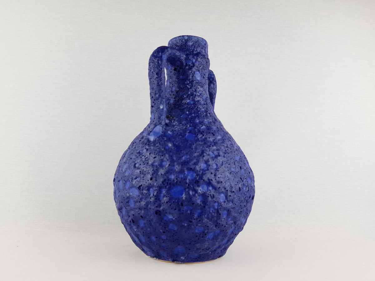 Vintage SILBERDISTEL Double Handled Fat Lava Blue Vase 1960