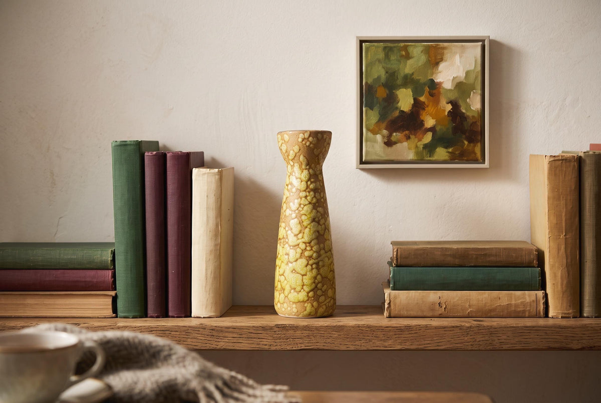 Vintage SCHEURICH KERAMIK Yellow Fat Lava Diabolo Vase 520-22, West German Pottery 1970s