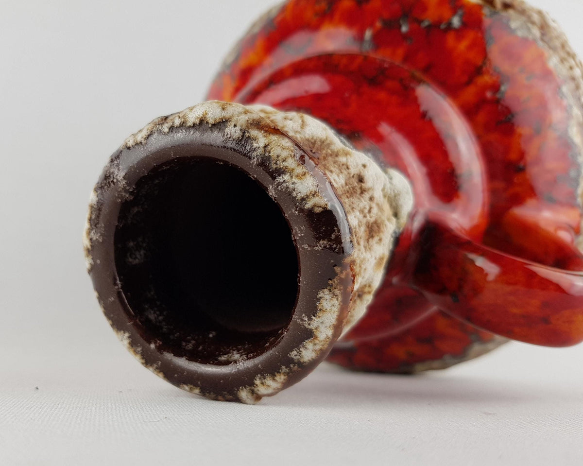 Vintage JOPEKO KERAMIK Reddish Orange Fat Lava Jug Vase 402-21 West German Pottery 1970s