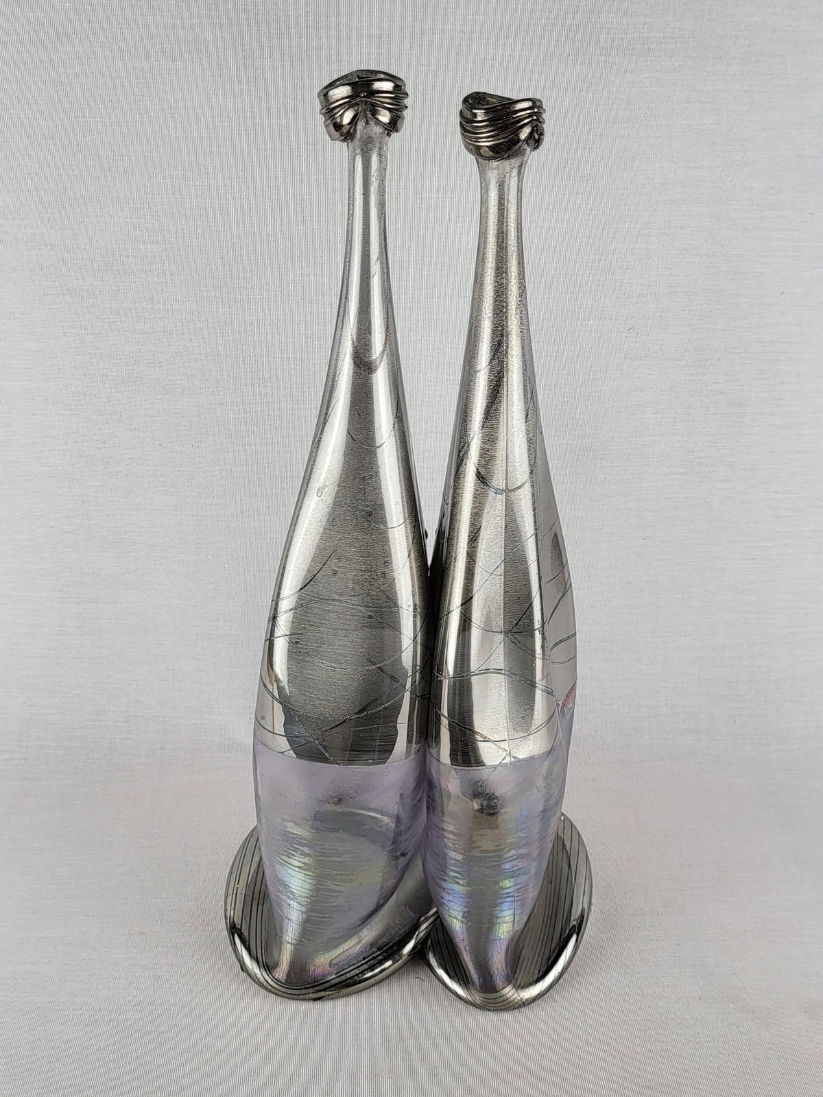 Vintage HEINER DUSTERHAUS Signed Doppel-Kobra Twin Vase for Vera Walther German Art Glass 1980s