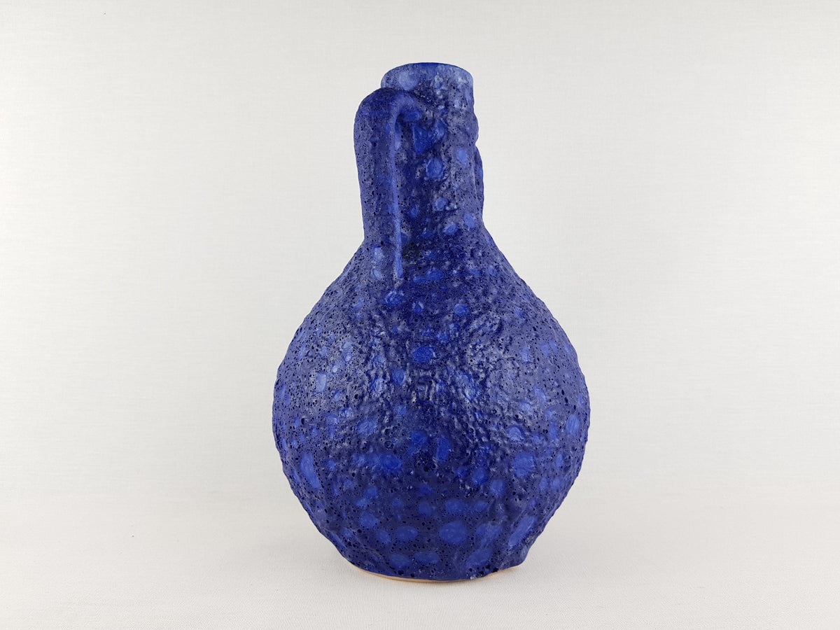 Vintage SILBERDISTEL Double Handled Fat Lava Blue Vase 1960