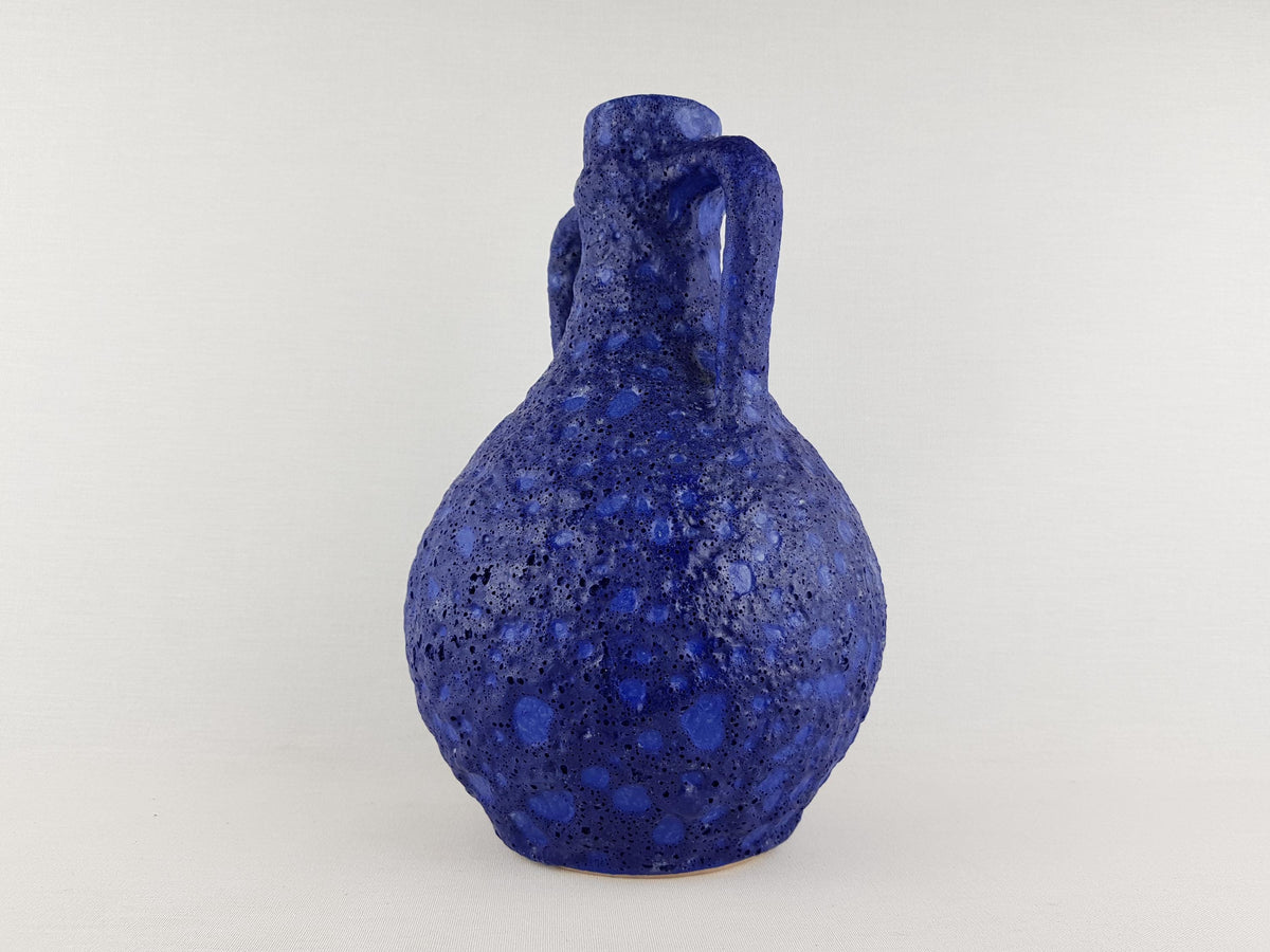 Vintage SILBERDISTEL Double Handled Fat Lava Blue Vase 1960