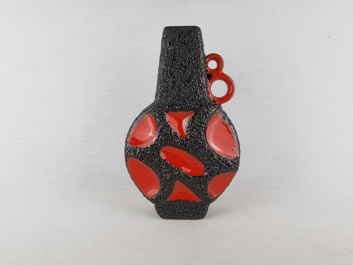 Vintage ROTH KERAMIK Red Fat Lava Vase Banjo 313 West German Pottery 1970s