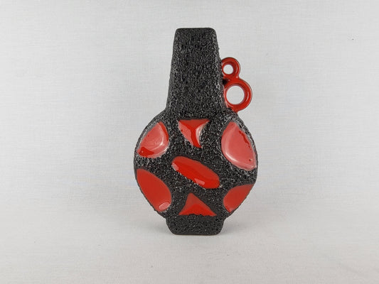 Vintage ROTH KERAMIK Red Fat Lava Vase Banjo 313 West German Pottery 1970s