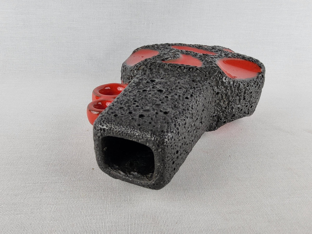 Vintage ROTH KERAMIK Red Fat Lava Vase Banjo 313 West German Pottery 1970s