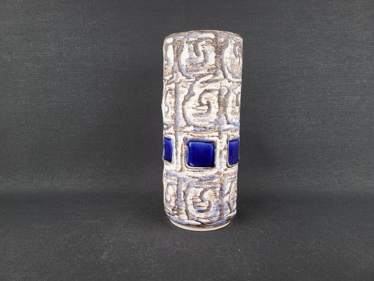 Vintage SCHLOSSBERG KERAMIK Vase With Blue "Saphir" Decor 231-20 West German Pottery 1960s