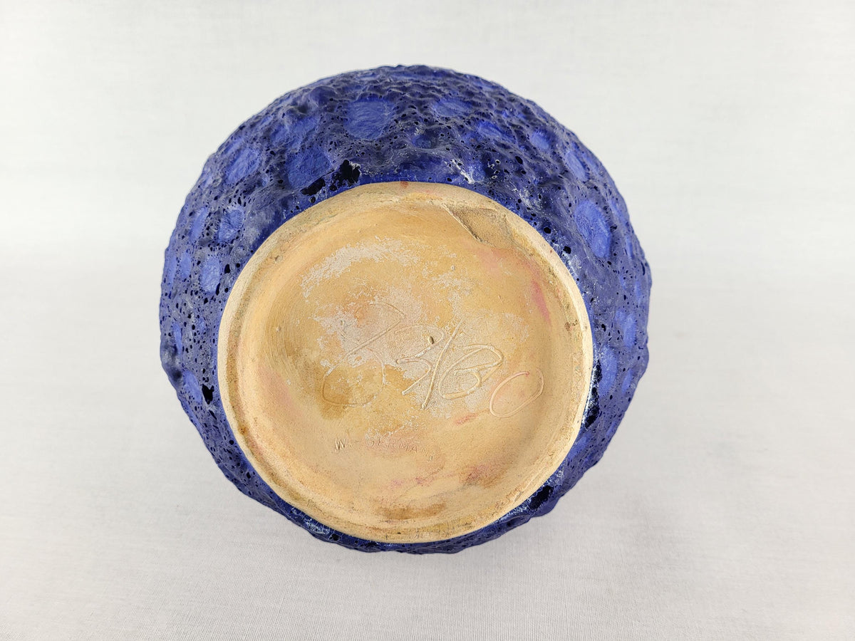 Vintage SILBERDISTEL Double Handled Fat Lava Blue Vase 1960