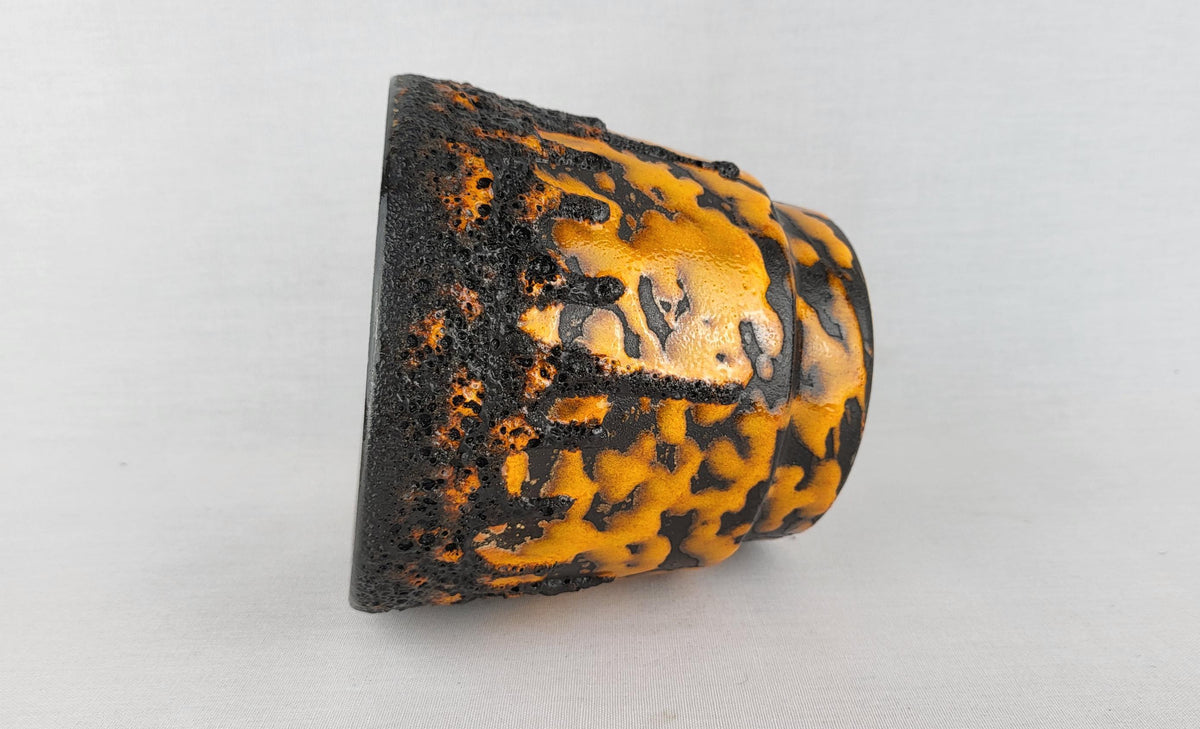 Vintage FOHR KERAMIK Black and Orange Fat Lava Planter / Flower Pot With Dripped Decor West German Pottery 1970s