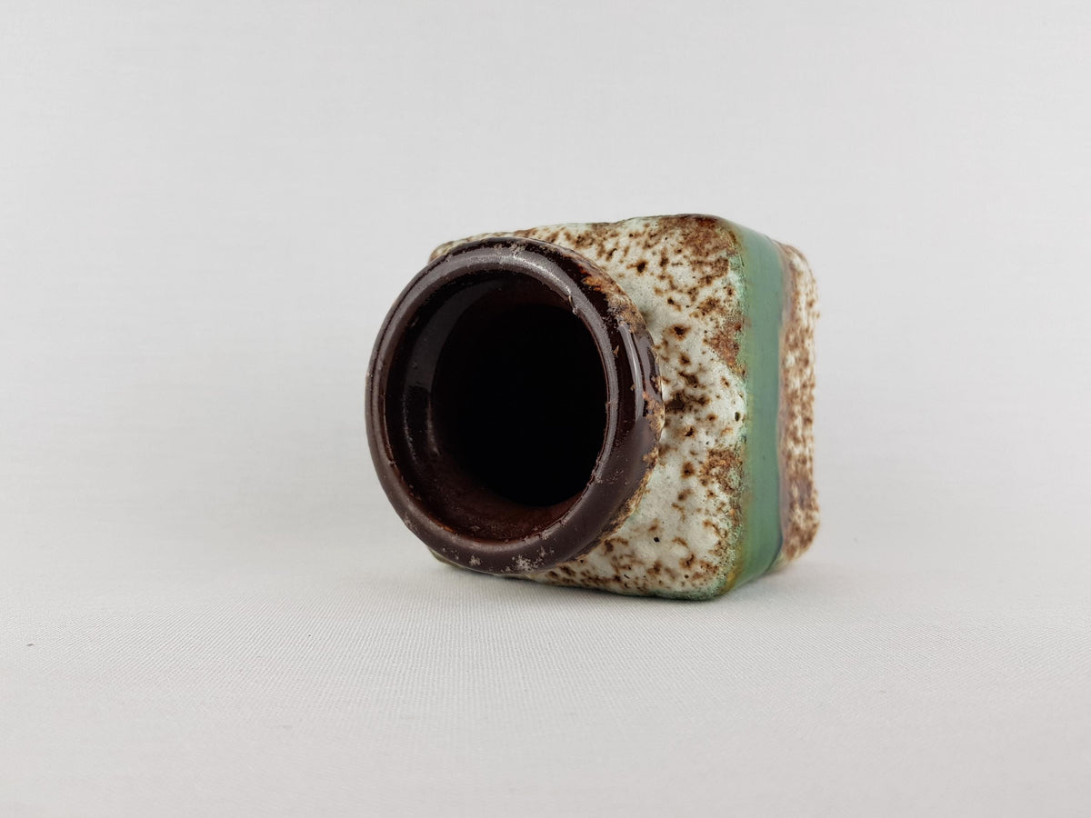 Vintage JOPEKO KERAMIK Square Green Fat Lava Vase "Prag" Decor 907 10 West German Pottery 1970s