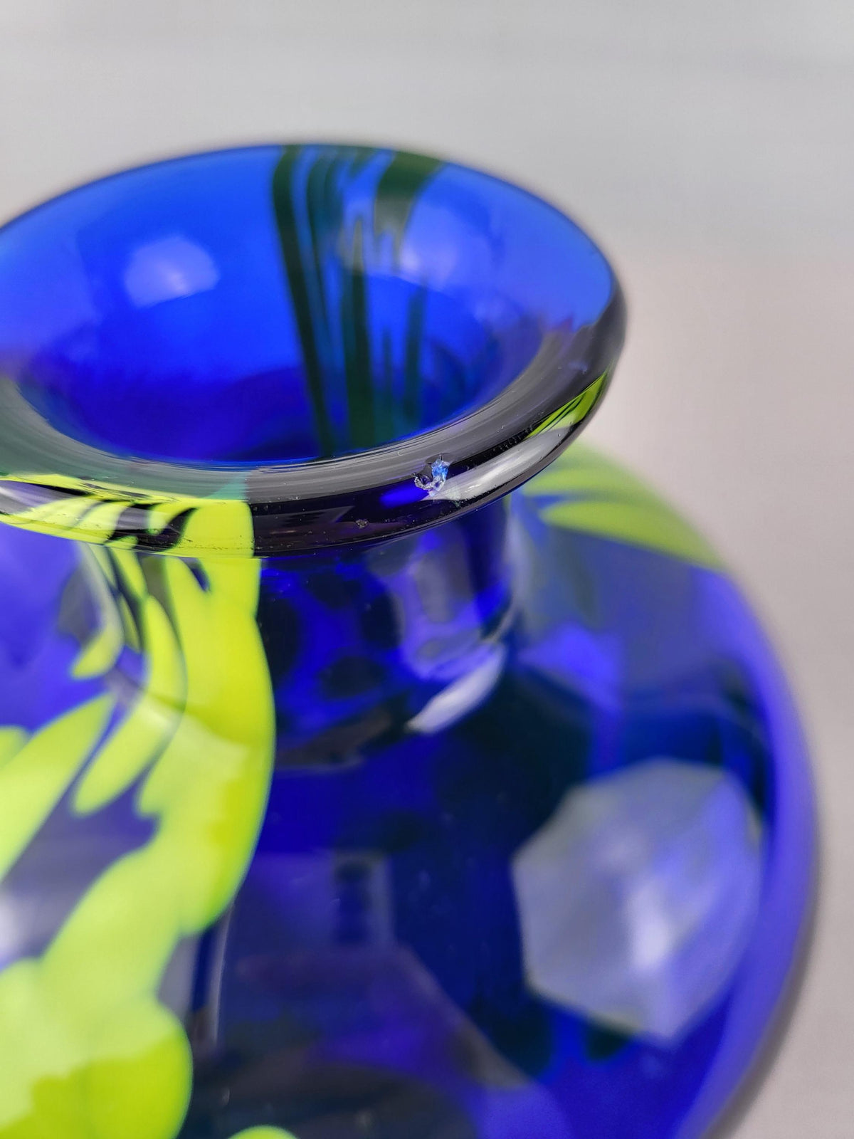 Vintage CHLUM U TŘEBONĚ Blue & Green Art Glass Vase by Jan Gabrhel, Czechoslovakia 1970s