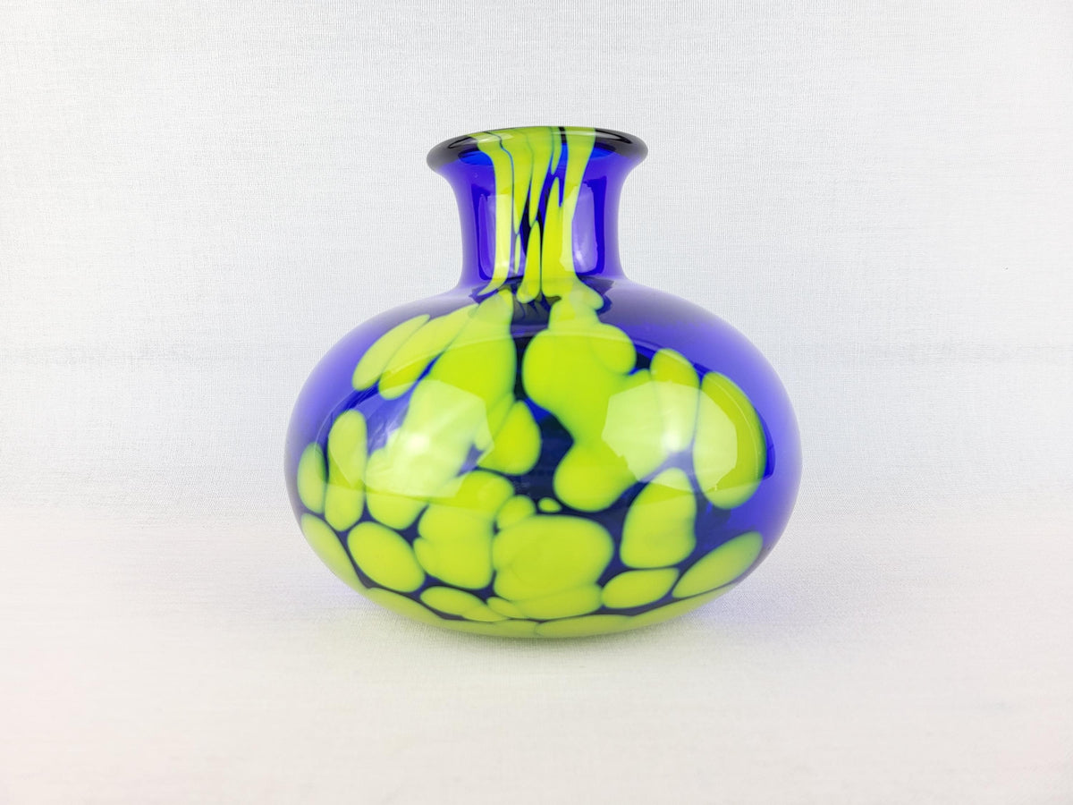 Vintage CHLUM U TŘEBONĚ Blue & Green Art Glass Vase by Jan Gabrhel, Czechoslovakia 1970s