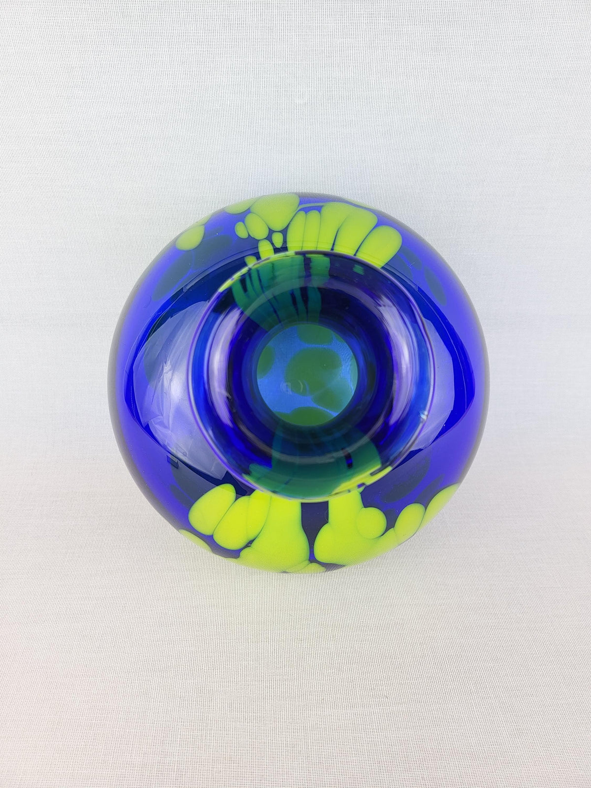 Vintage CHLUM U TŘEBONĚ Blue & Green Art Glass Vase by Jan Gabrhel, Czechoslovakia 1970s