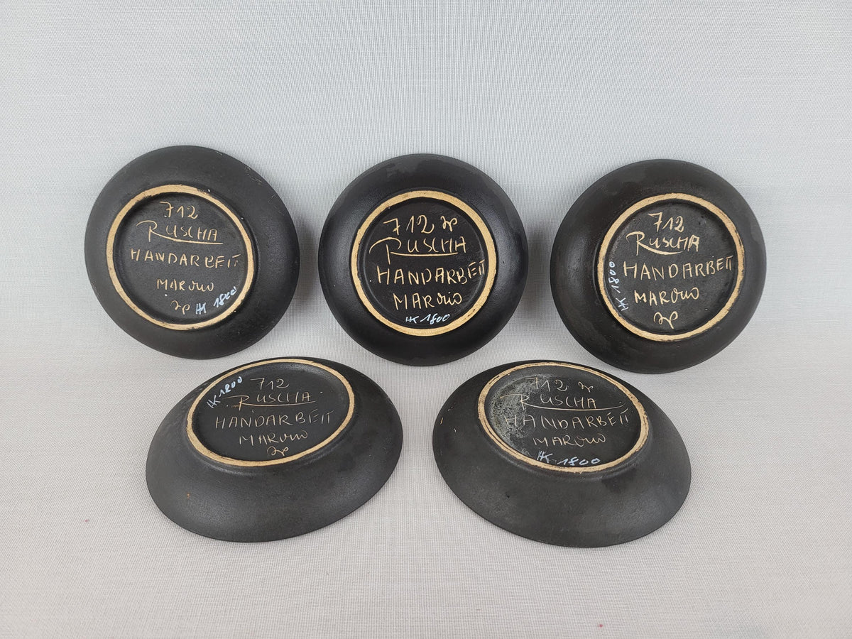 Vintage Set of 5 RUSCHA Keramik Marocco 712 Coasters / Small Dishes, West German Pottery 1960s