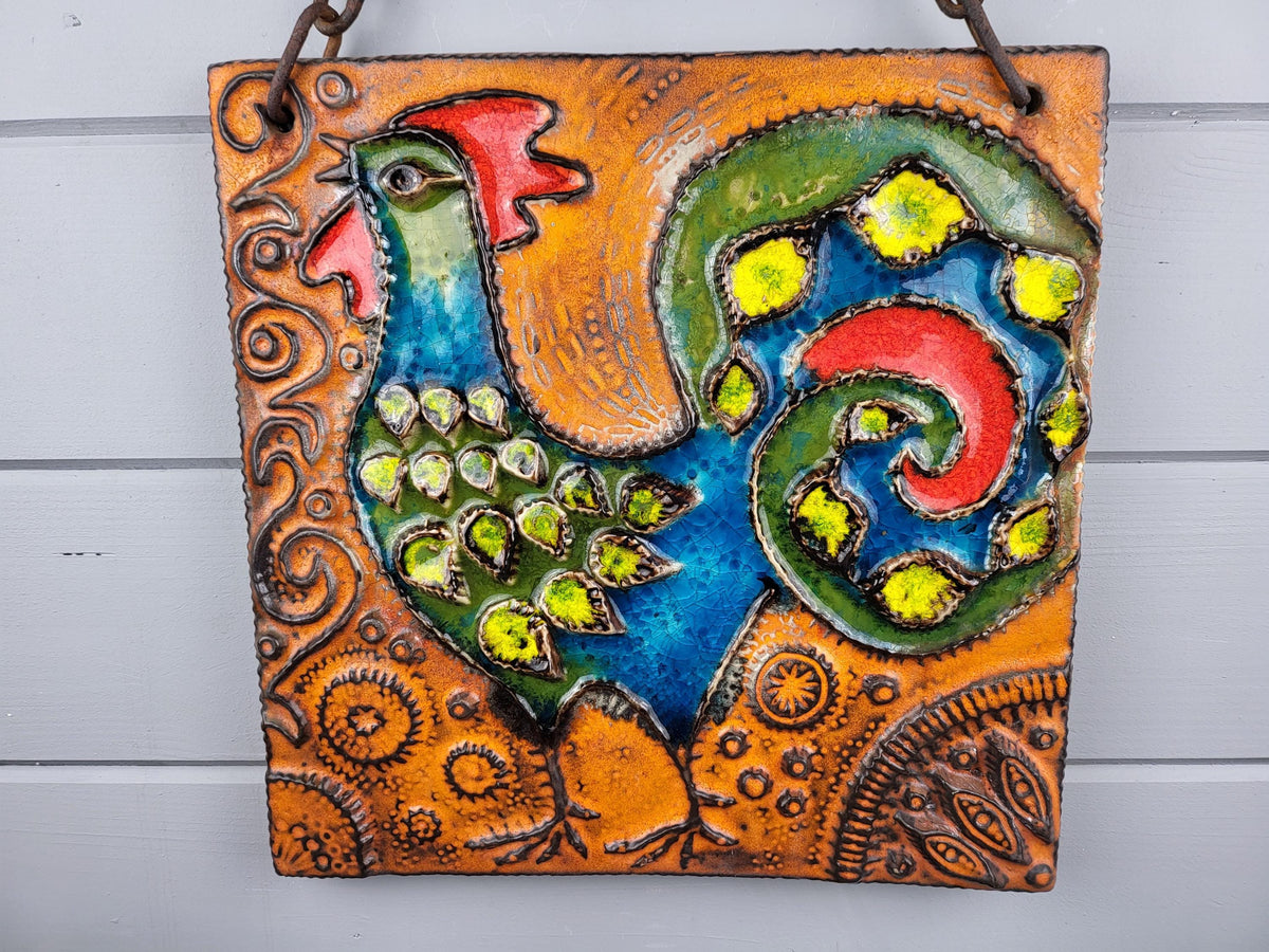 Vintage CARSTENS Wall Plate with Rooster Decor West German Pottery 1960s