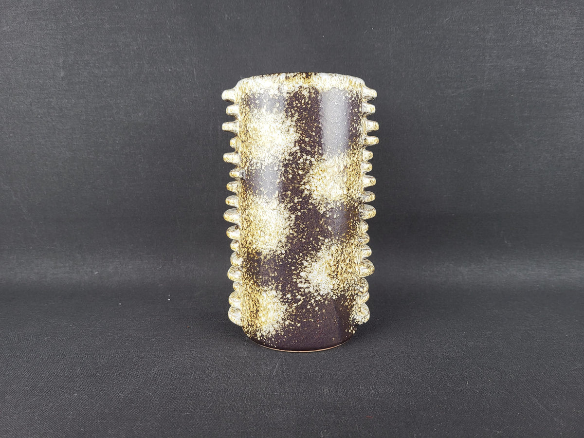 Vintage DUMLER UND BREIDEN Brown and Beige Vase Studio 61 with "City" Decor 1960s