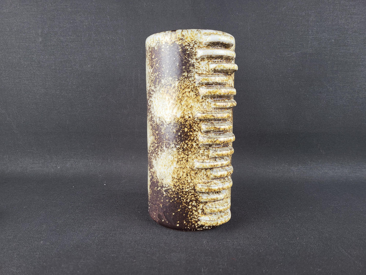 Vintage DUMLER UND BREIDEN Brown and Beige Vase Studio 61 with "City" Decor 1960s