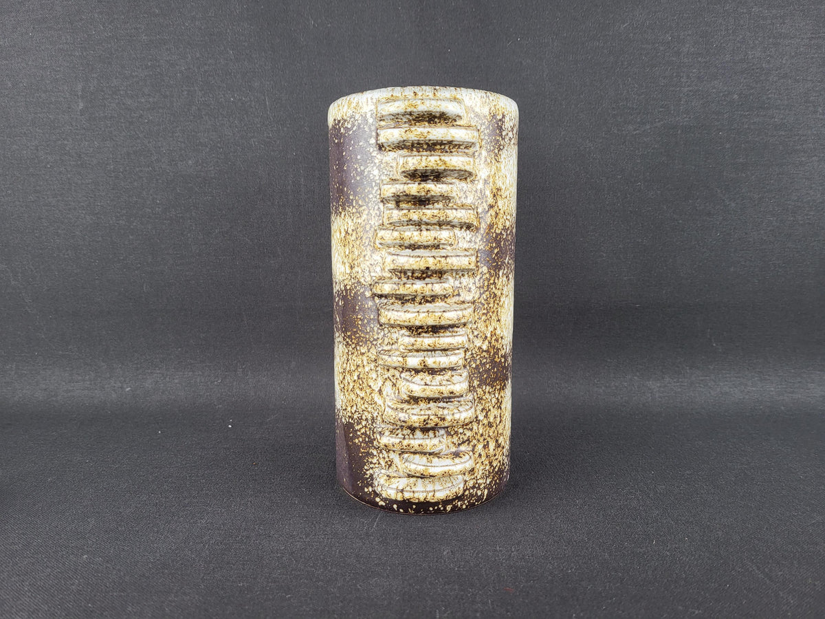 Vintage DUMLER UND BREIDEN Brown and Beige Vase Studio 61 with "City" Decor 1960s