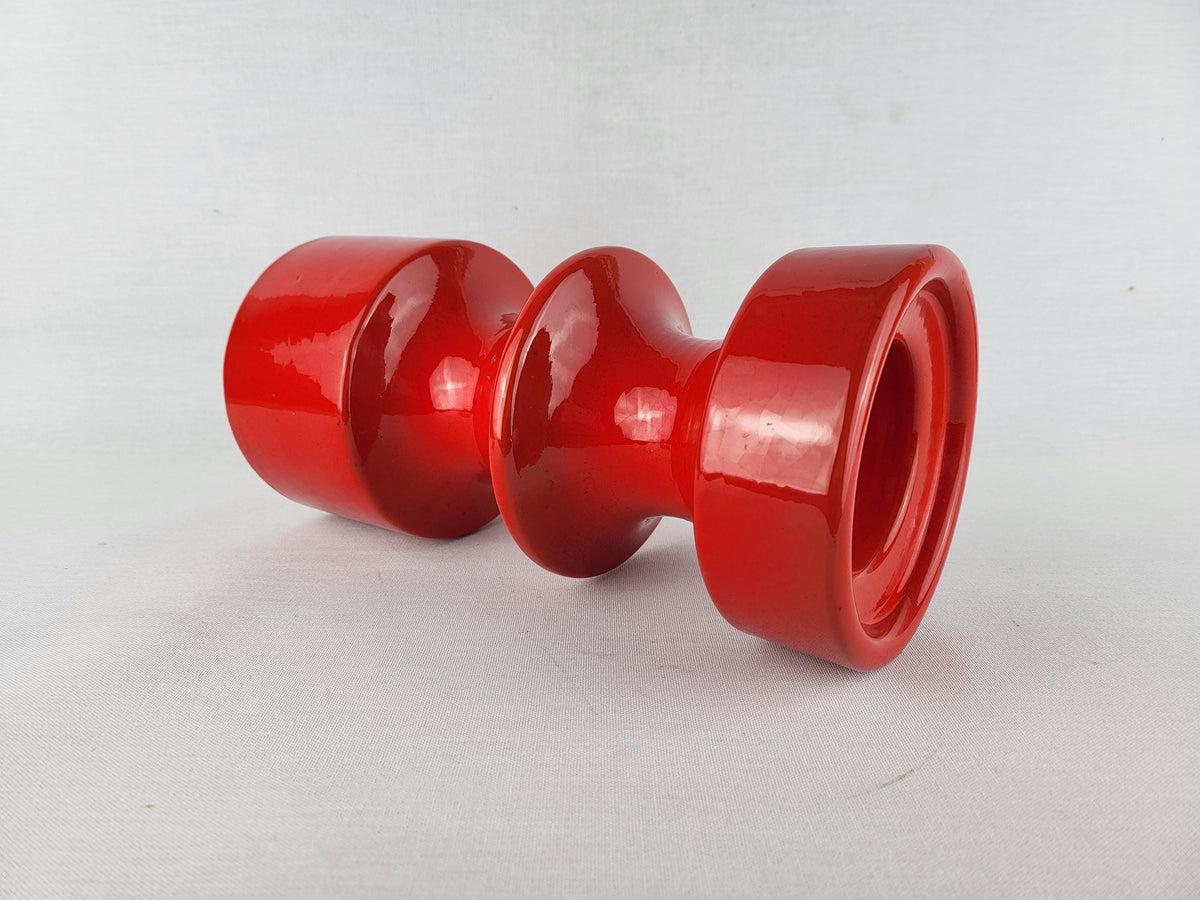 Vintage STEULER KERAMIK Glossy Red Candle Holder 150-25 West German Pottery 1970s