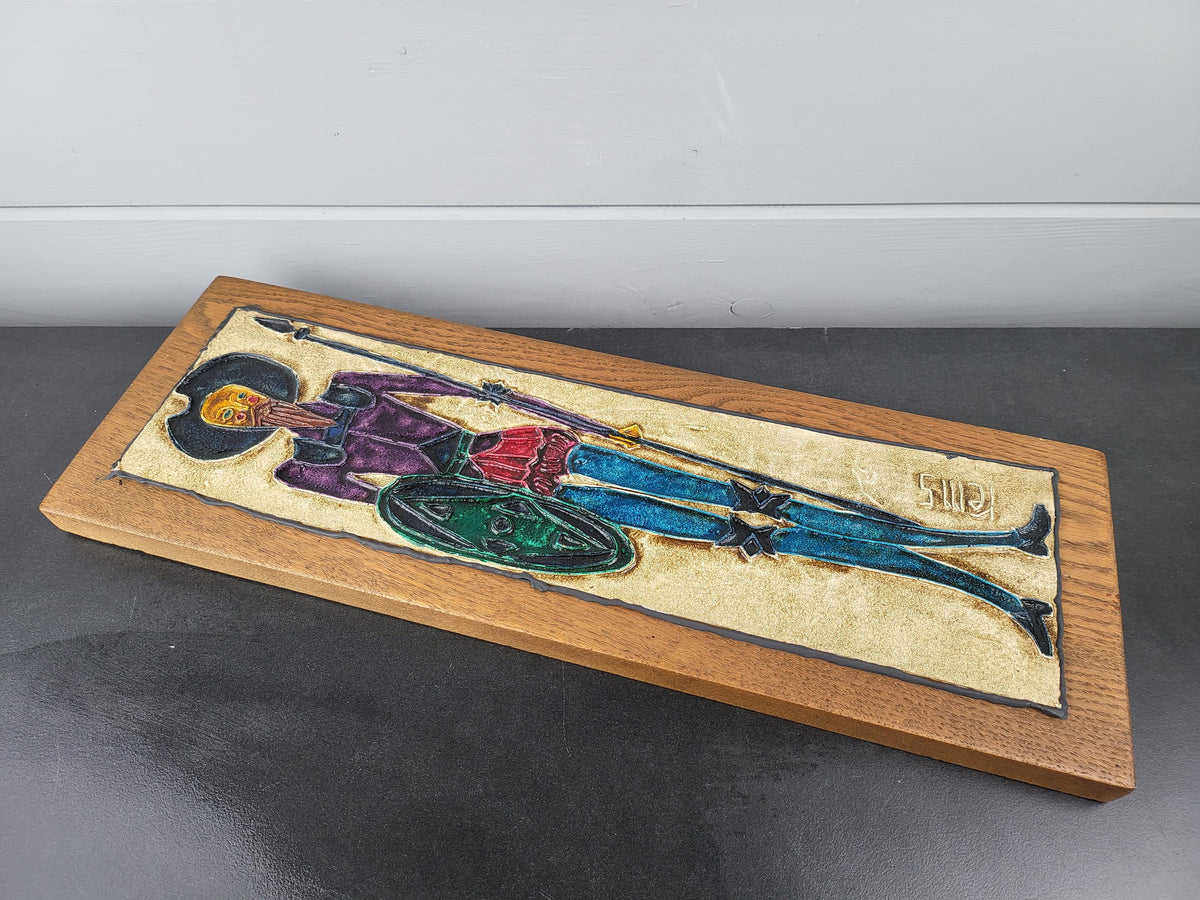Vintage REM’S Don Quichot Leather & Oil Wall Art Tableau France 1970s