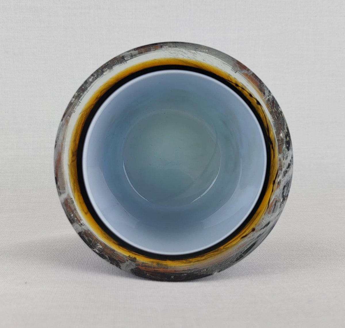 Rare Vintage JAROMÍR ŠPAČEK Sommerso Art Glass Vase with Metal & Fiber Inclusions, Czechoslovakia 1960s