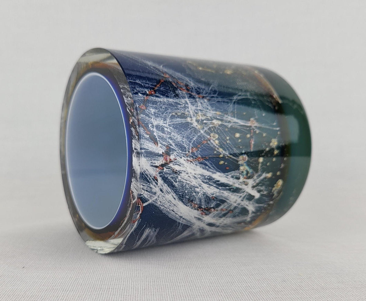 Rare Vintage JAROMÍR ŠPAČEK Sommerso Art Glass Vase with Metal & Fiber Inclusions, Czechoslovakia 1960s