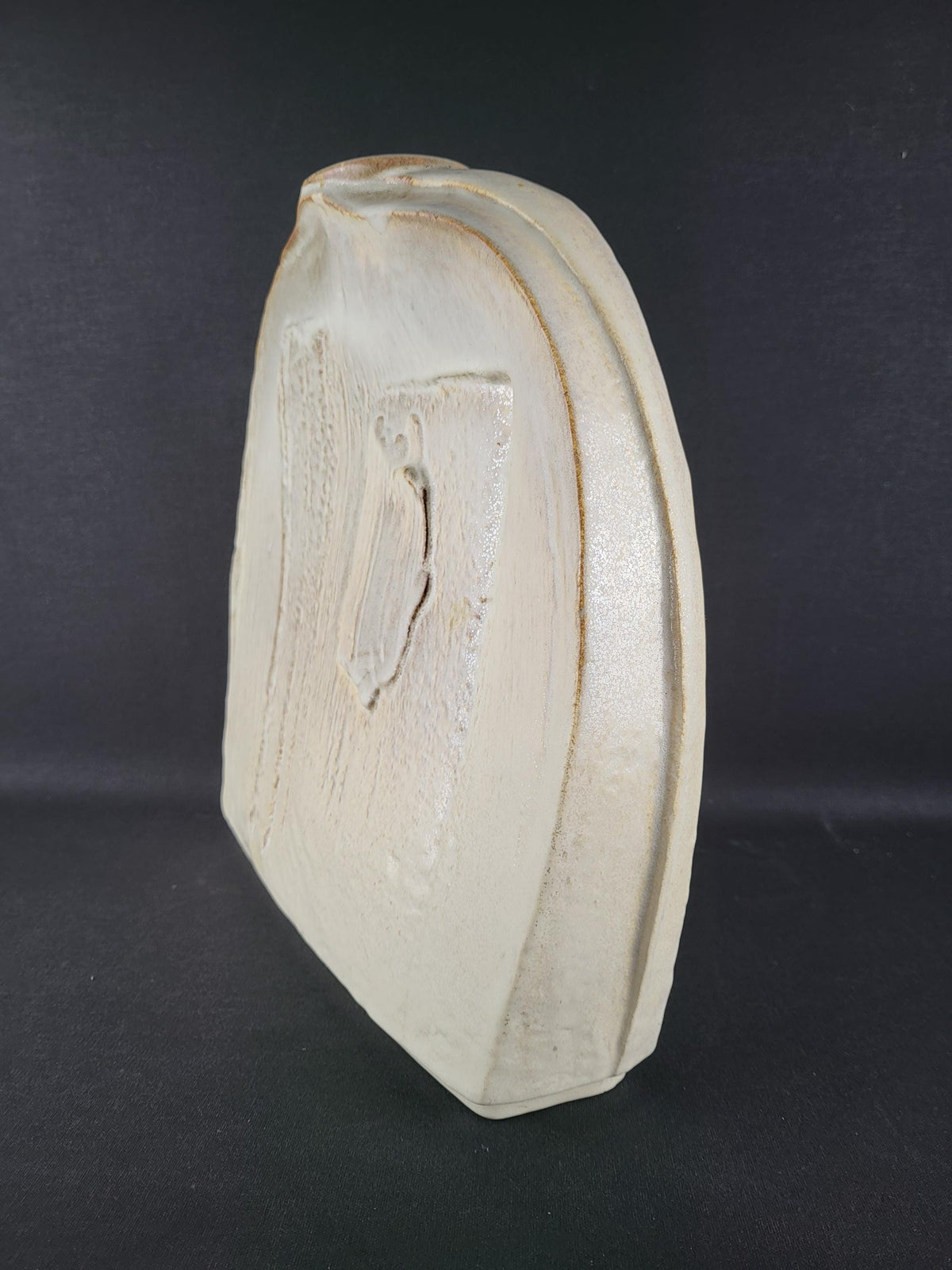 Vintage STEULER KERAMIK Beige Slab Vase Model 911 by Heiner Balzar from the Objekt Series West German Pottery 1980s