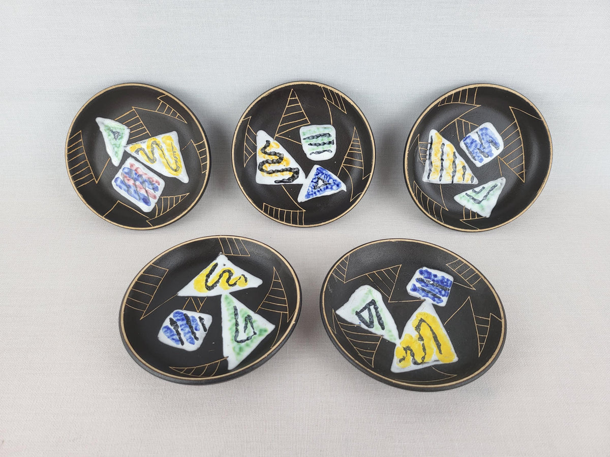 Vintage Set of 5 RUSCHA Keramik Marocco 712 Coasters / Small Dishes, West German Pottery 1960s